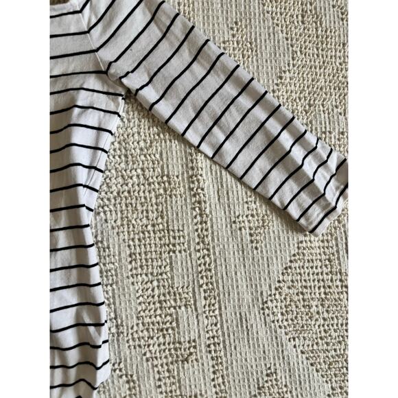 Express One Eleven Black and White Striped Body Suit Boat Neck Pre-Owned - Picture 11 of 11